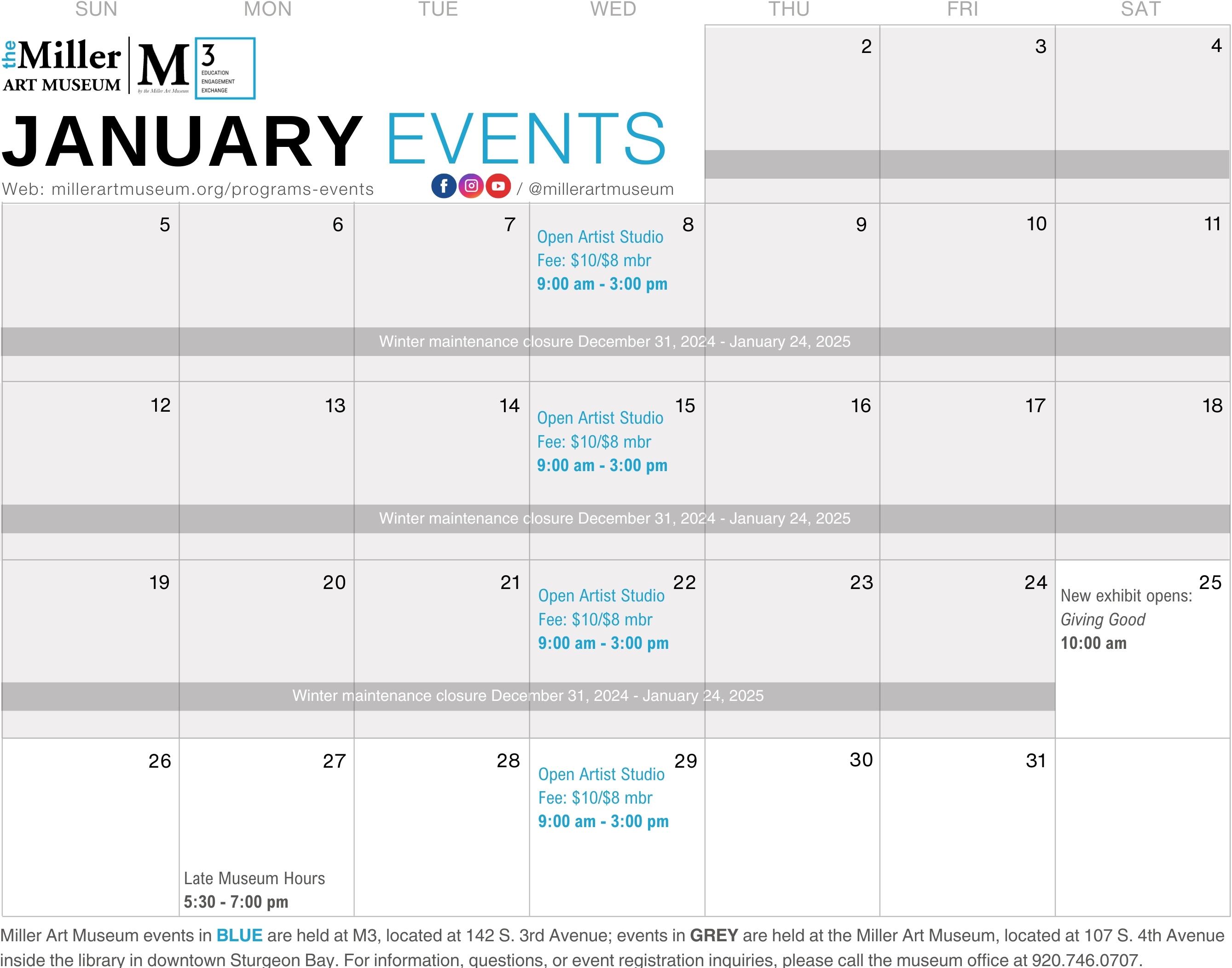 January 2025 calendar